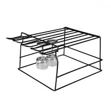 Black Hanging Glass Rack 4 Rows With Break Stopper