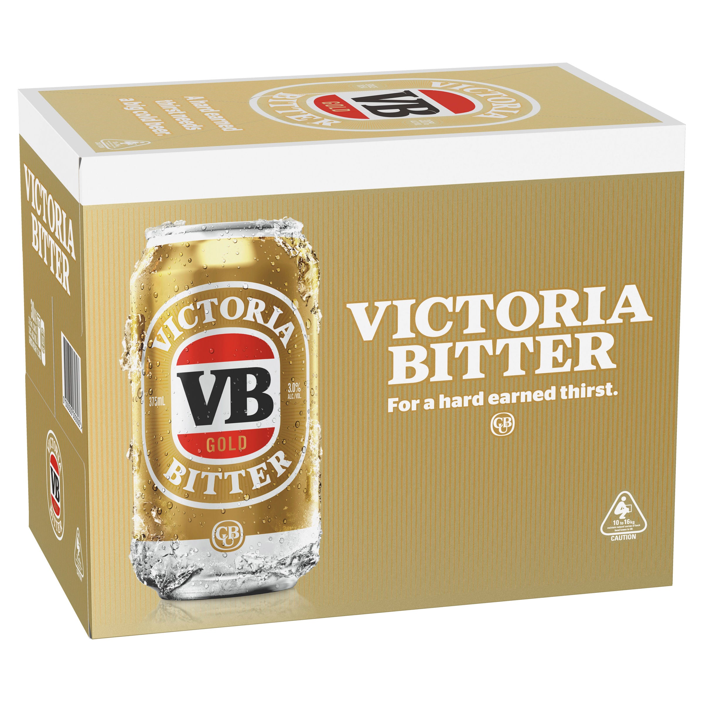 Victoria Bitter Gold Cans 375ml 30 Block